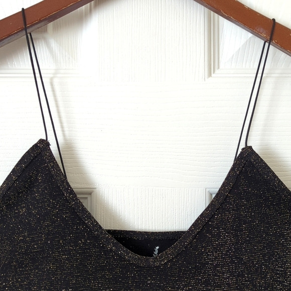 Intimately Free People Lurex Knit Skinny Strap Seamless Brami Top Black Gold XS - Picture 2 of 9